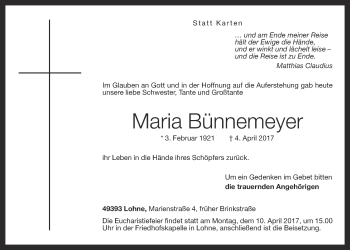 Anzeige von Maria Bünnemeyer von OM-Medien