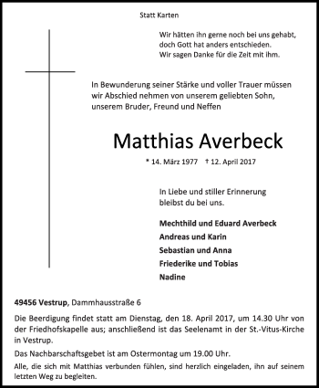 Anzeige von Matthias Averbeck von OM-Medien