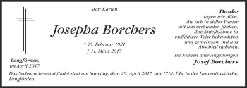 Anzeige von Josepha Borchers von OM-Medien