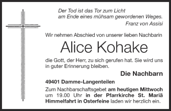 Anzeige von Alice Kohake von OM-Medien