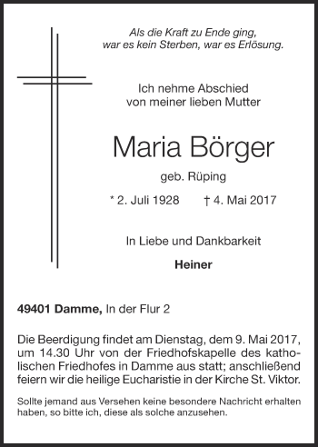 Anzeige von Maria Börger von OM-Medien