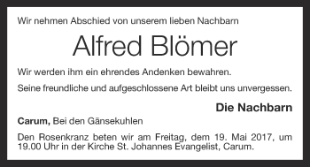 Anzeige von Alfred Blömer von OM-Medien