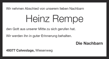 Anzeige von Heinz Rempe von OM-Medien