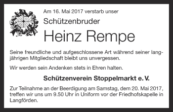 Anzeige von Heinz Rempe von OM-Medien