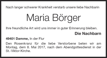 Anzeige von Maria Börger von OM-Medien