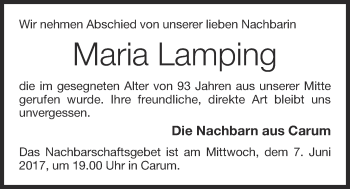 Anzeige von Maria Lamping von OM-Medien