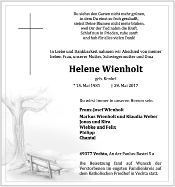 Anzeige von Helene Wienholt von OM-Medien