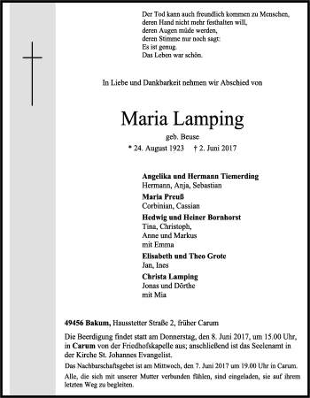 Anzeige von Maria Lamping von OM-Medien