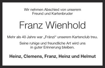 Anzeige von Franz Wienhold von OM-Medien