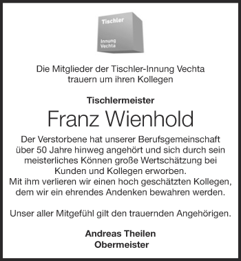 Anzeige von Franz Wienhold von OM-Medien