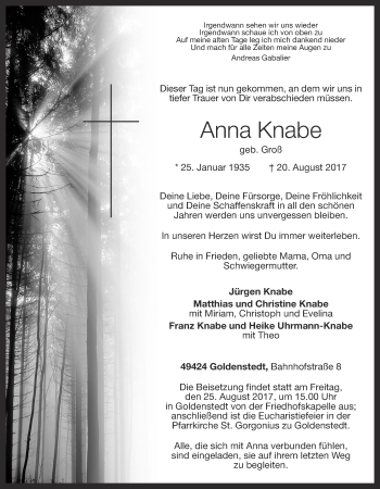 Anzeige von Anna Knabe von OM-Medien