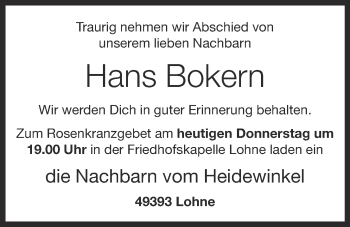 Anzeige von Hans Bokern von OM-Medien