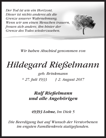 Anzeige von Hildegard Rießelmann von OM-Medien