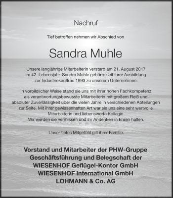 Anzeige von Sandra Muhle von OM-Medien