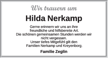 Anzeige von Hilda Nerkamp von OM-Medien