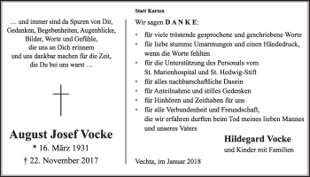 Anzeige von August Josef Vocke von OM-Medien