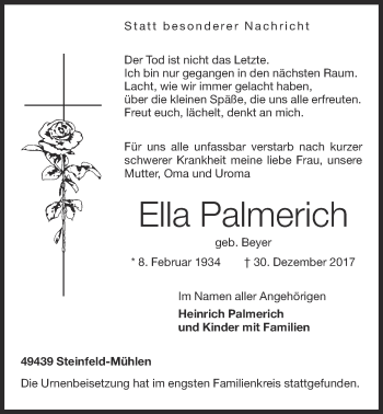 Anzeige von Ella Palmerich von OM-Medien