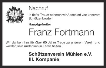 Anzeige von Franz Fortmann von OM-Medien