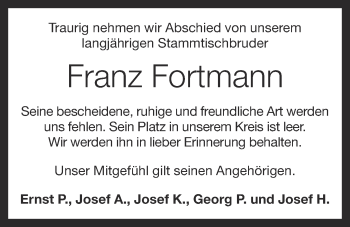 Anzeige von Franz Fortmann von OM-Medien