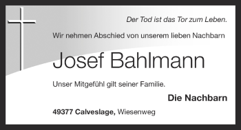 Anzeige von Josef Bahlmann von OM-Medien