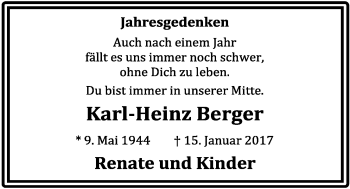 Anzeige von Karl-Heinz Berger von OM-Medien