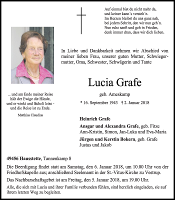 Anzeige von Lucia Grafe von OM-Medien