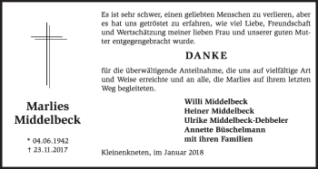 Anzeige von Marlies Middelbeck von OM-Medien