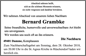 Anzeige von Bernard Grambke von OM-Medien