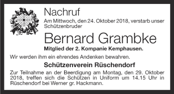 Anzeige von Bernard Grambke von OM-Medien