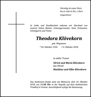 Anzeige von Theodora Klövekorn von OM-Medien