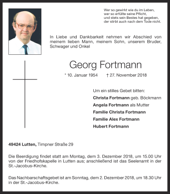 Anzeige von Georg Fortmann von OM-Medien