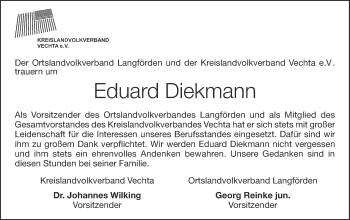 Anzeige von Eduard Diekmann von OM-Medien