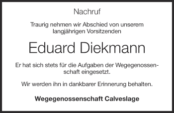 Anzeige von Eduard Diekmann von OM-Medien