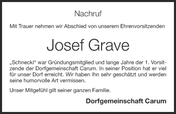 Anzeige von Josef Grave von OM-Medien