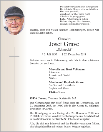 Anzeige von Josef Grave von OM-Medien