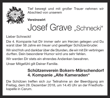 Anzeige von Josef Grave von OM-Medien