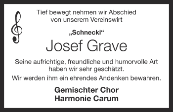 Anzeige von Josef Grave von OM-Medien