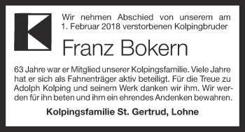 Anzeige von Franz Bokern von OM-Medien