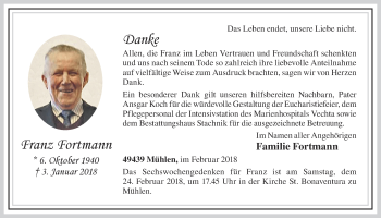 Anzeige von Franz Fortmann von OM-Medien