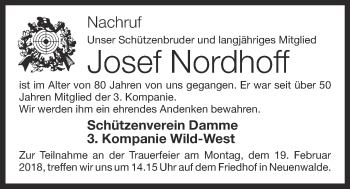 Anzeige von Josef Nordhoff von OM-Medien