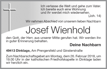 Anzeige von Josef Wienhold von OM-Medien