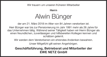 Anzeige von Alwin Bünger von OM-Medien