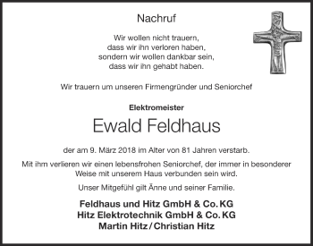 Anzeige von Ewald Feldhaus von OM-Medien