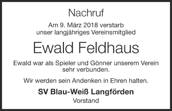 Anzeige von Ewald Feldhaus von OM-Medien