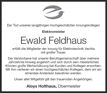 Anzeige von Ewald Feldhaus von OM-Medien