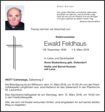 Anzeige von Ewald Feldhaus von OM-Medien