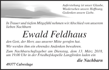 Anzeige von Ewald Feldhaus von OM-Medien