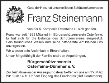 Anzeige von Franz Steinemann von OM-Medien