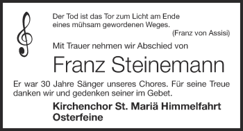 Anzeige von Franz Steinemann von OM-Medien