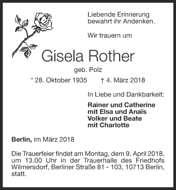 Anzeige von Gisela Rother von OM-Medien